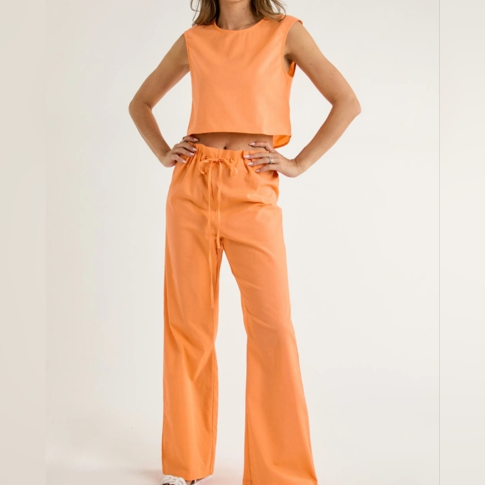 #431 🛑S,M,L BOHO CHIC WIDE LEG PANTS & CROP TOP 2pc SET - Picture 2 of 8